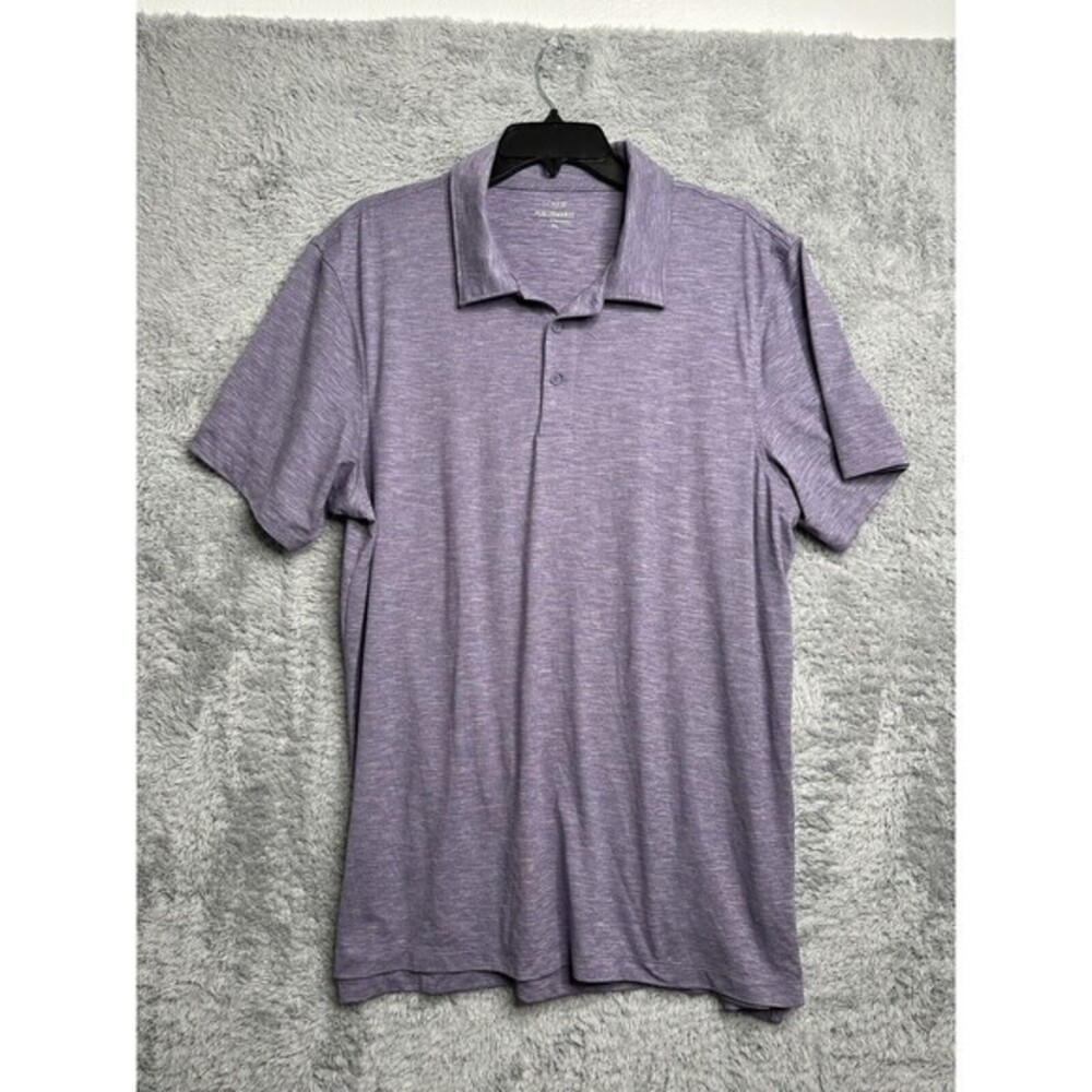J. Crew Men's Polo Shirt Heathered Purple‎ Performance Size XL